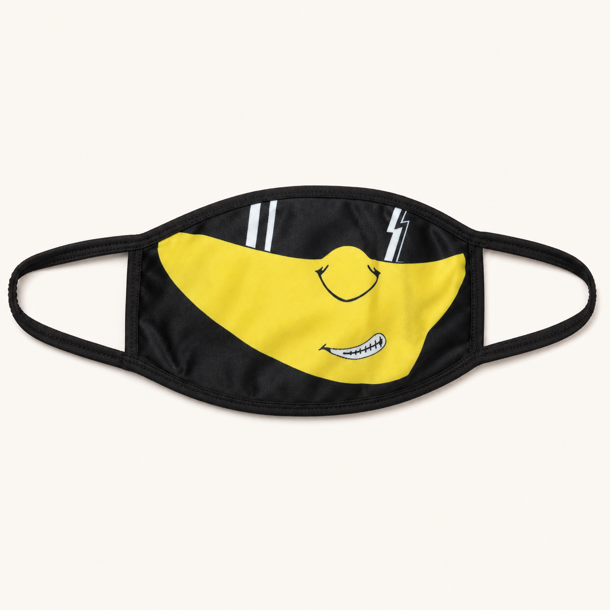 Smiloz Cooleo black face mask with correctly oriented partial character artwork
